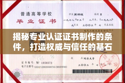 文登揭秘专业认证证书制作的条件，打造权威与信任的基石